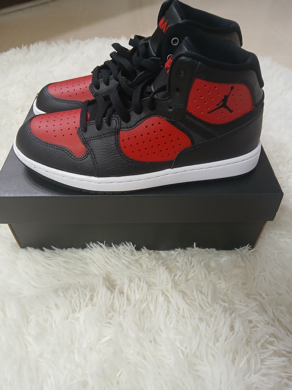 Jordan High-Top Sneakers in Black and Red